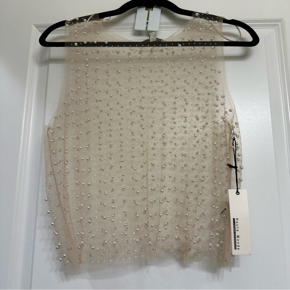 Haute Monde Tops - Haute Monde Sheer  Beaded Sleeveless Top- size medium